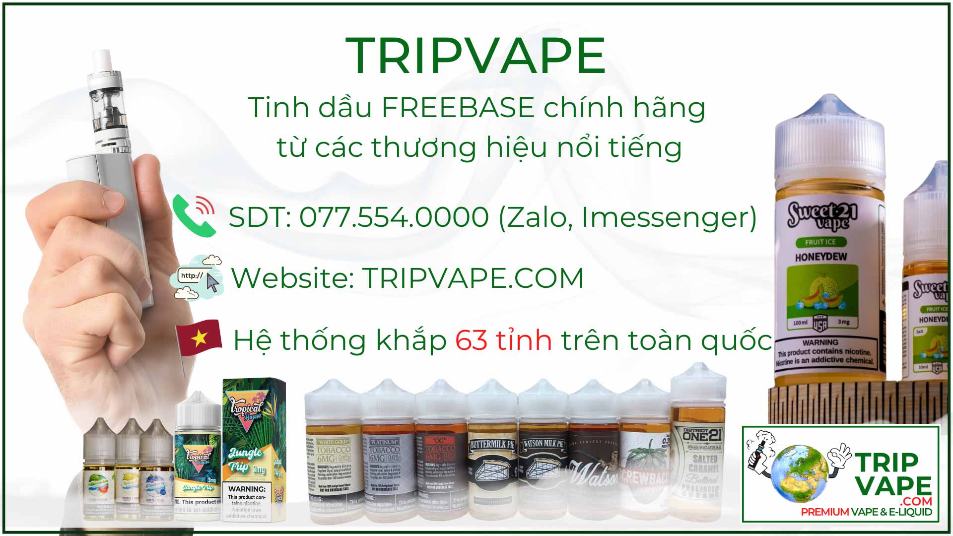 TripVape - Địa chỉ cửa hàng bán tinh dầu Freebase chính hãng uy tín nhất.