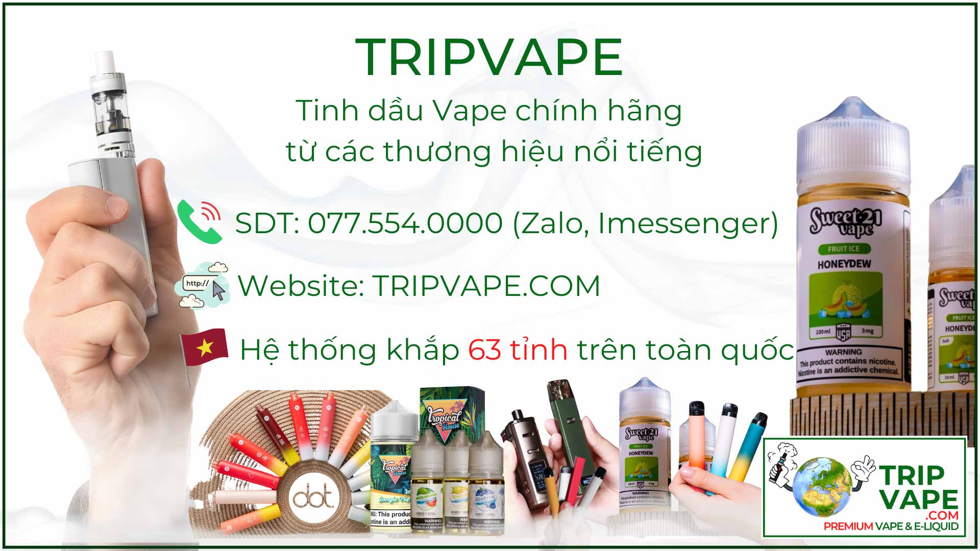 Trip Vape là Địa chỉ cửa hàng tinh dầu Salt Nic chính hãng.