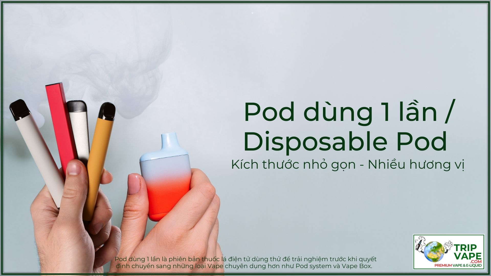 Disposable Pod, Pod dùng 1 lần có đặc điểm nhỏ gọn, tiện lợi, nhiều hương vị.