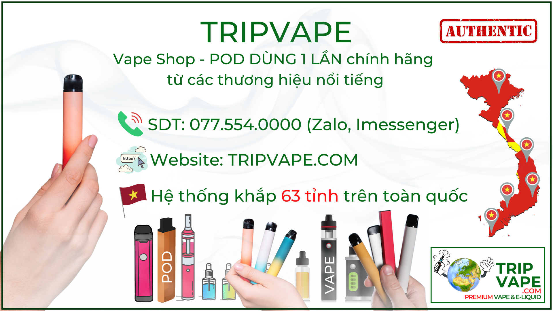 Pod dùng 1 lần chính hãng - Vape Shop Pod 1 lần chính hãng