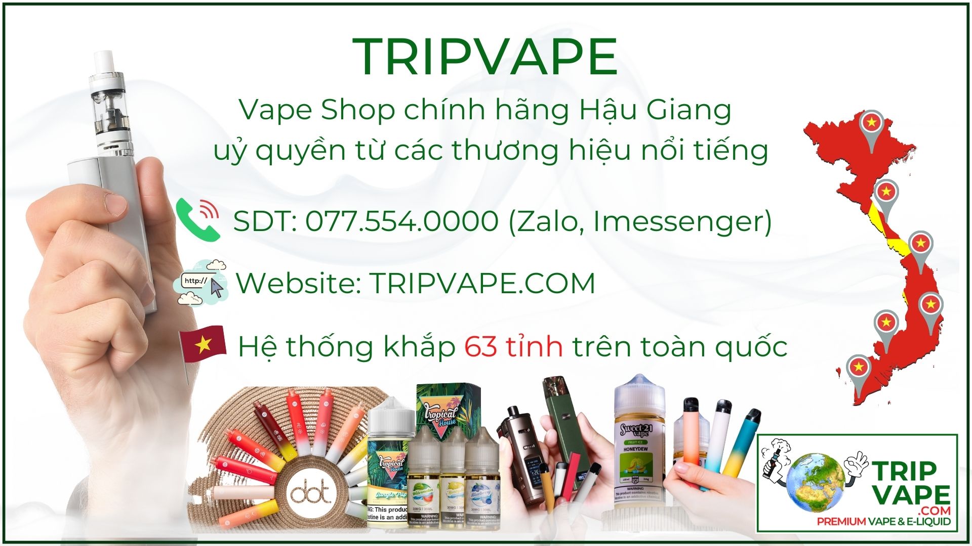 Vape Shop Vape thuốc lá điện tử Hậu Giang chính hãng